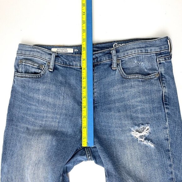 GAP 1969 Women's Jeans Authentic True Skinny Distressed Medium Wash size 30S - Picture 5 of 9